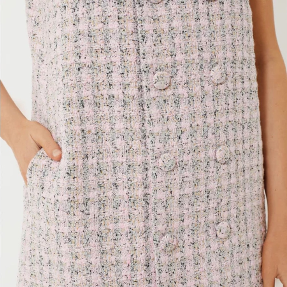 Pink Tweed Sleeveless Dress - Picture 4 of 5